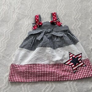 Counting Daisies Sheer Sucker Dress with Star Accent Polka Dot Bows   Size 12M